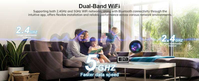 WiFi Surveillance Camera - 1080P HD Wireless Camera Clock , Night Vision, Motion Detection, Loop Recording, 2.4GHz WiFi Connectivity, Battery Powered, Remote Real-Time Viewing, Perfect for Home, Office, Warehouse Monitoring