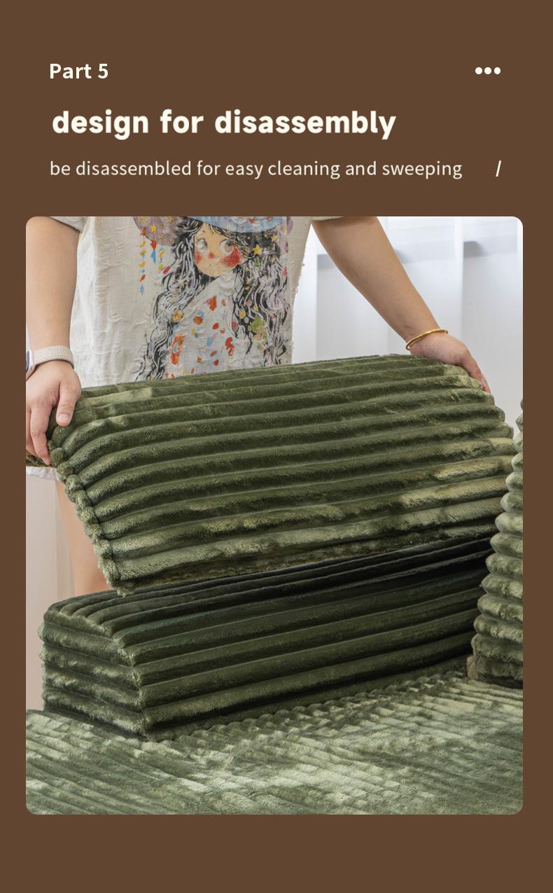 Oversized Lounge Chair, Boneless Chaise Lounge Living Room Corduroy sofa,Upholstered Fluffy cloud sofa bed with Throw Pillows, No Assembly Required, Indoor Sleeper Chair