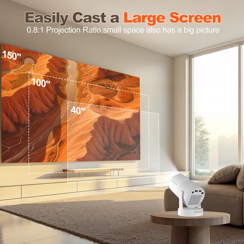 [US warehouse] Magcubic HY300Ultra Portable Projector Electronic Focus 0.8:1 Short Throw Ratio 4K Videosource Supported  Native 1280 * 720P 300ANSI Built-in HIFI Speaker Dual Band WIFI6 Android 11 BT5.4 180°Flexible Rotating Smart Mini Home Theater Cinema