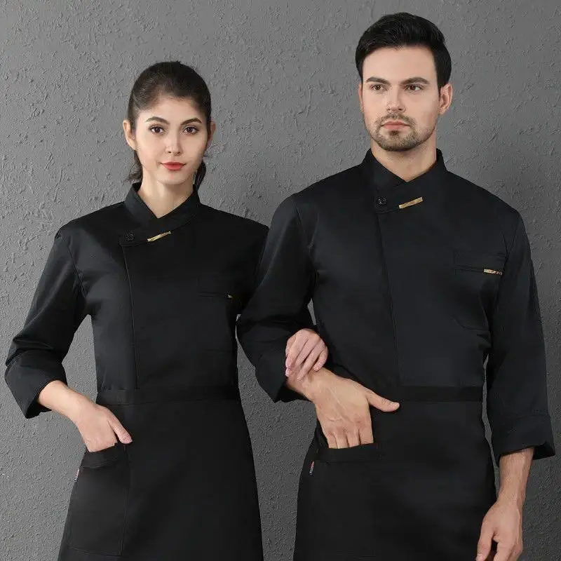 White Chef Coat Women long Sleeve Apron Chef Jacket Head Chef Uniform Restaurant Hotel Kitchen Cooking Clothes Men Food service