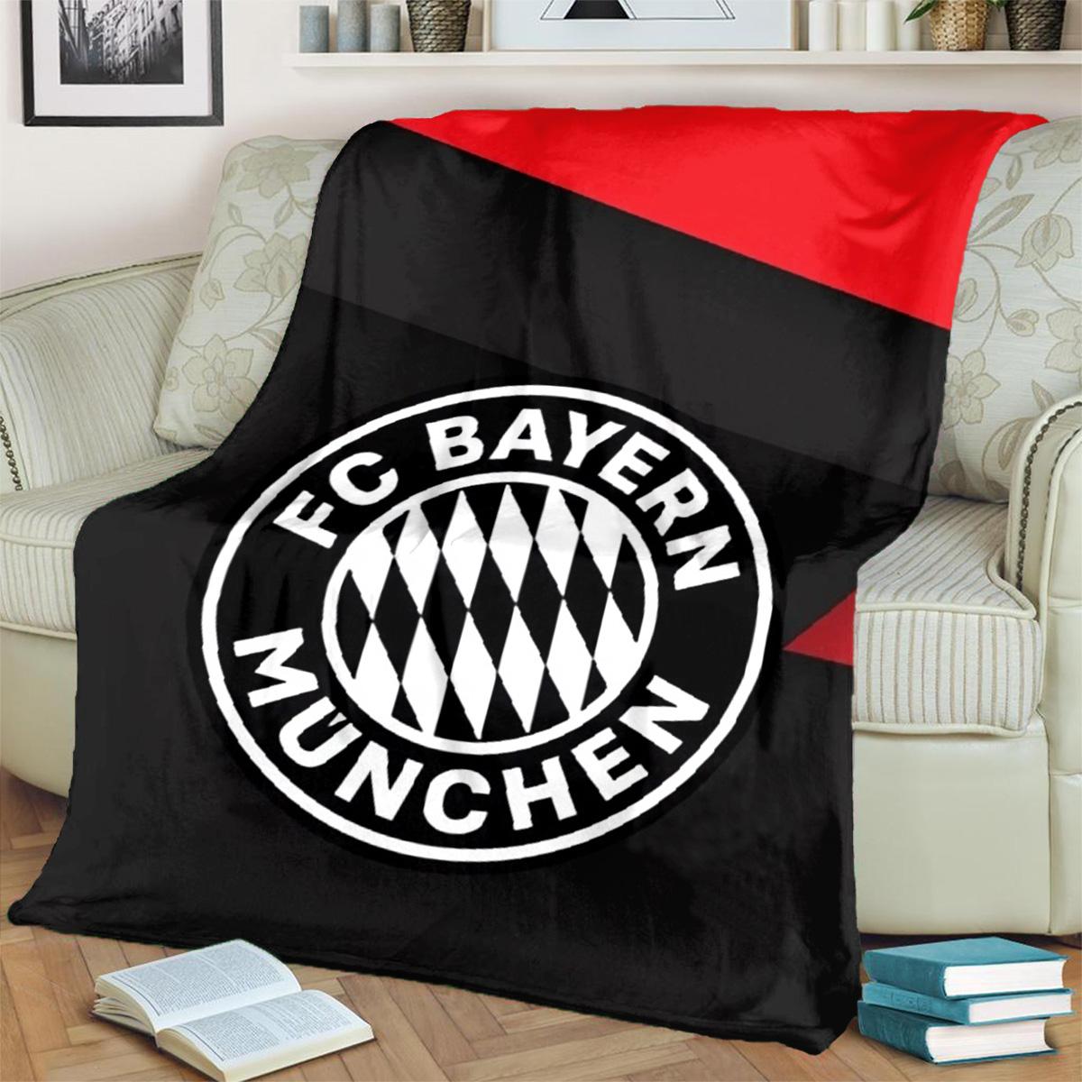FC Bayern Munchen Printed Cute Cartoon Plush Blanket Suitable for All Seasons, Soft and Comfortable Sofa Mattress Office Outdoor Blanket Camping Travel Home Blanket Black Friday Christmas Gift C975