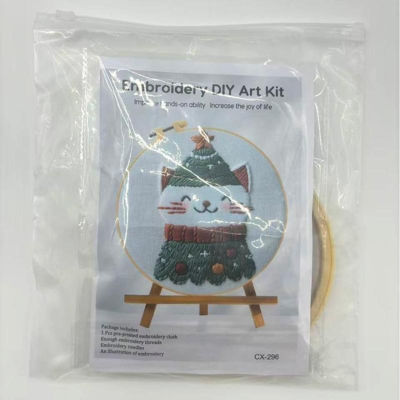 Christmas Holiday Craft Embroidery Kit for Adults - Stainless Steel Needle DIY Cross Stitch Set on Fabric, English Guide Included, Handmade Needlework Decor (Sports & Outdoor Fan Shop Gaming Craft)