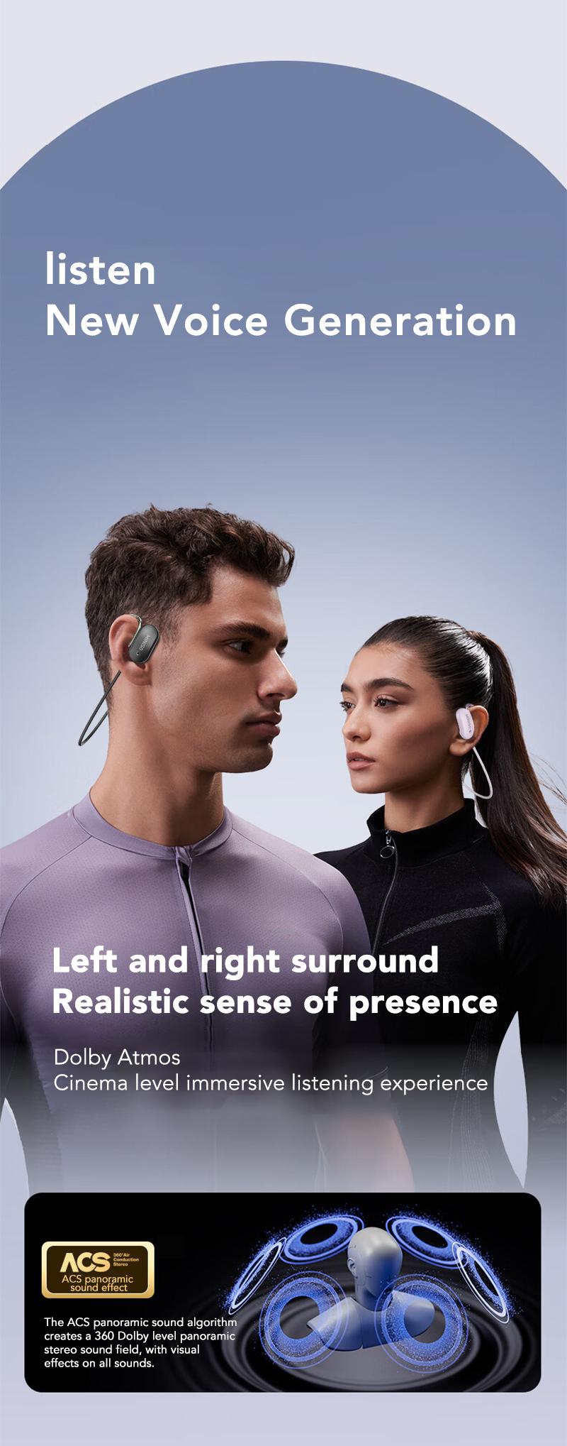 MINISO X68 True Wireless Open Ear Earbuds Bluetooth 5.4 HIFI Sound Quality Sports Headphones OWS Earbuds Gaming with Low Latency Touch Control IPX5 Waterproof With microphone Earphones