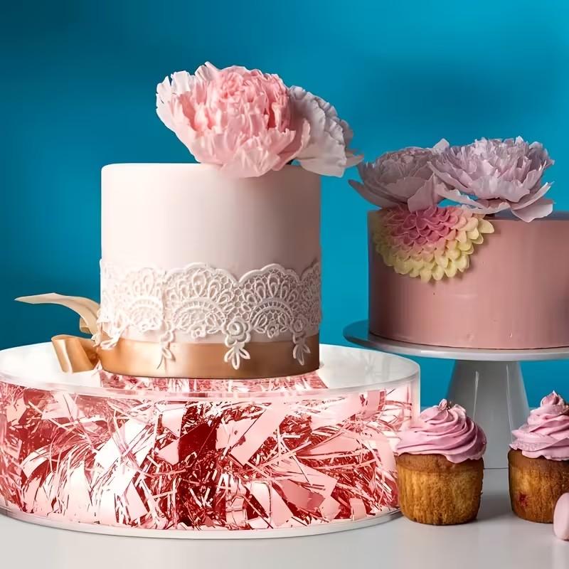 2pcs Transparent Acrylic Cake Stands - Stackable Nesting Cylinder Display Stands with Fillable Tiers, Suitable for Wedding Birthday Party Dessert Display, Reusable Tiered Cake and Cupcake Stands, Event Tableware Safe Design | Clear Style | Smooth