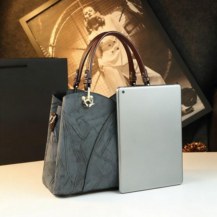 Elegant Vintage Patchwork Handbag, Large Capacity Commuter Tote Bag, Lightweight Luxury Mom Bag, Single Shoulder Crossbody Bag