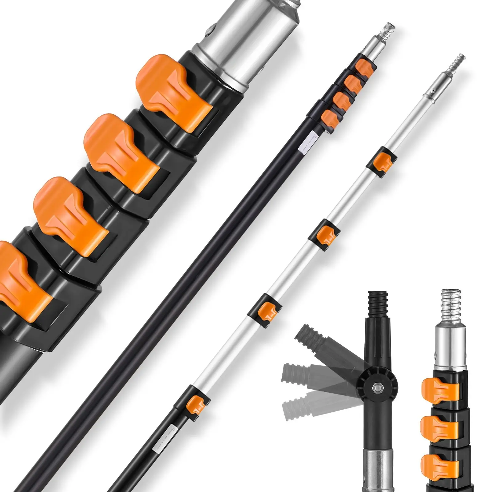 Telescoping Extension Pole 7 To 30 Feet, Adjustable Extendable Pole For Painting, Dusting, Cleaning And Hard-To-Reach Areas, Multi-Purpose Tool With Lightweight Aluminum Construction For DIY Projects And Professional Use