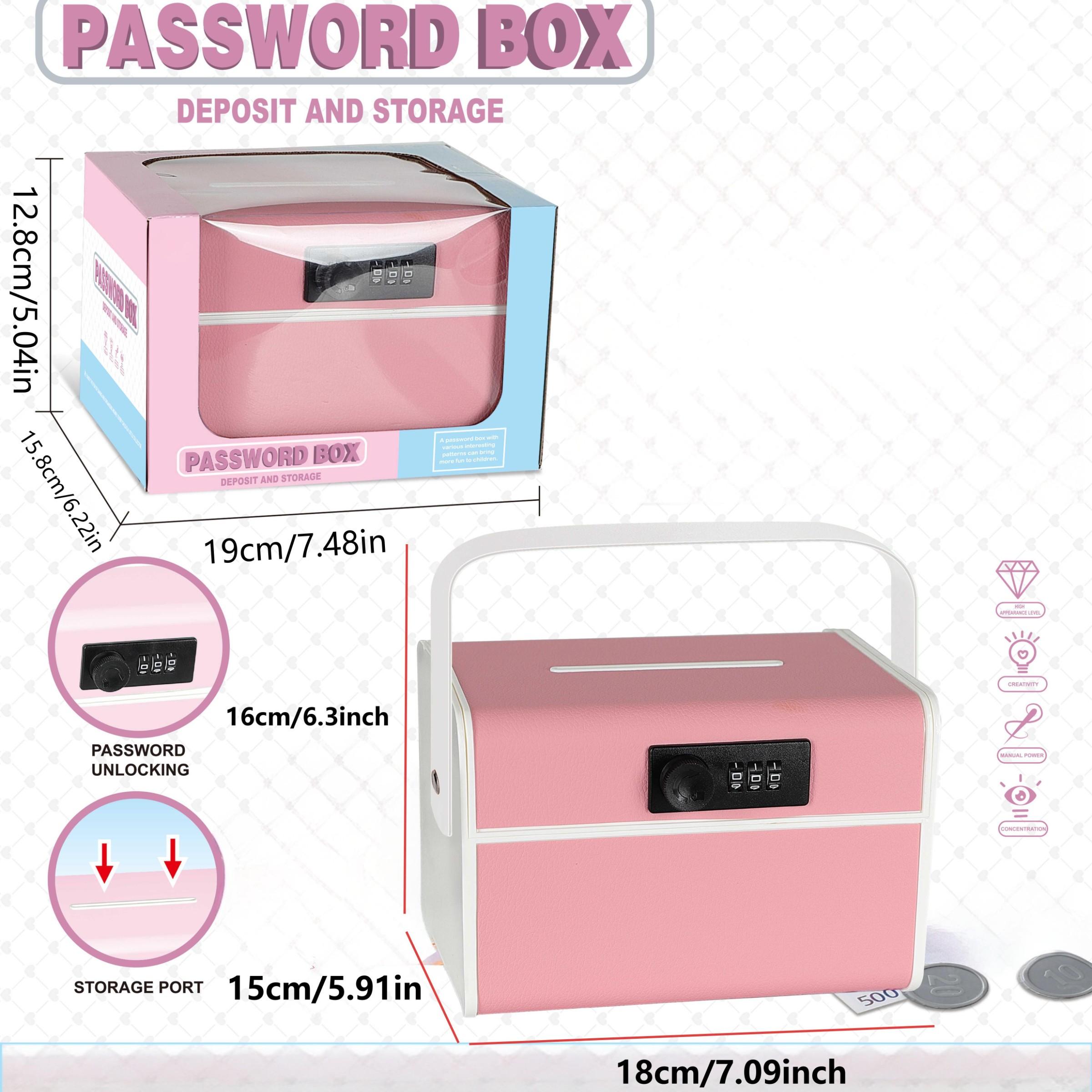 Password Safe Box with Handle, PU Leather, Large Capacity Storage, Home Security Cabinet, Portable Outdoor Wallet, Perfect Gift