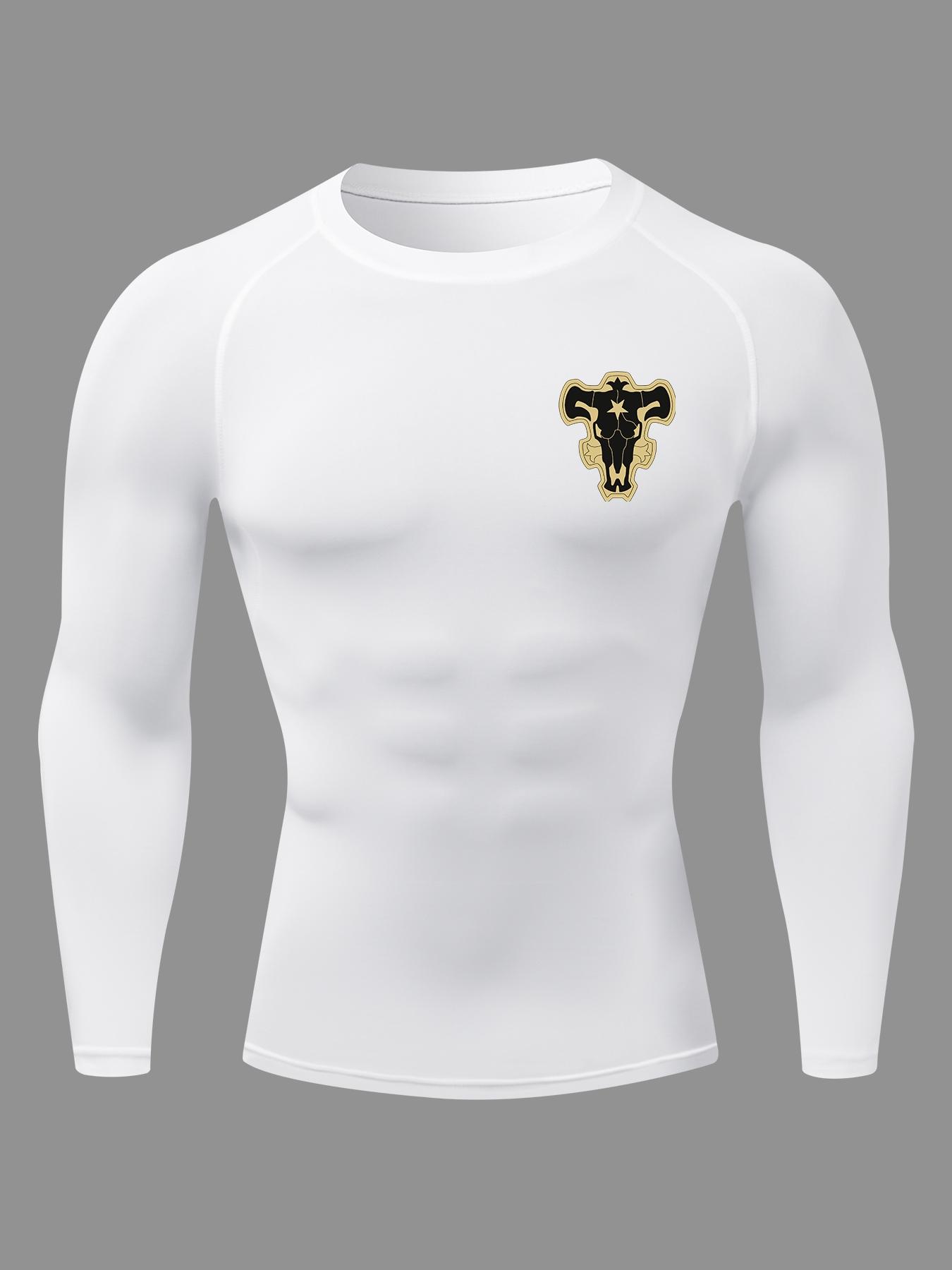 Men's Regular Fit Bullhead Print Raglan Sleeve Tee, Casual Sporty Round Neck Long Sleeve T-shirt for Spring & Fall, Men's Top for Daily Wear Athletic Sports Clothing