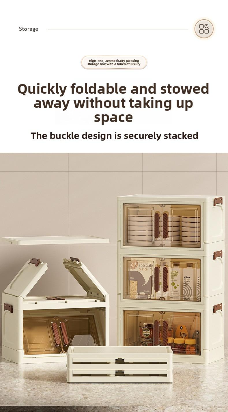 4/5/6 layer hot sale folding storage cabinet transparent black multi-layer with cabinet door locker toy snack finishing box bookshelf wardrobe Storage Drawer