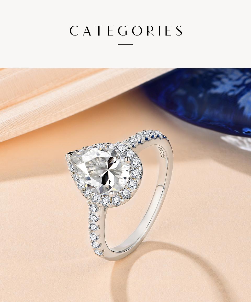 2CT Pear Cut Synthetic Moissanite Rings For Gift 925 Sterling Silver Engagement Wedding Anniversary Ring R062 SpringStatements