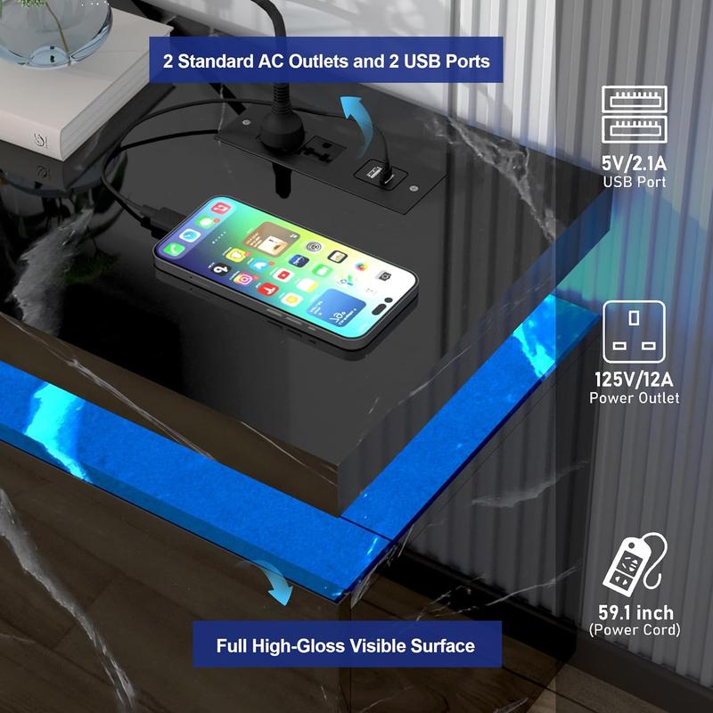 LED TV Stand for 75/85/95 Inch TV,66/73/83 Inch Modern Gaming TV Stand with Power Outlet, High Gloss TV Console Entertainment Center with Storage for Living Room, Bedroom Table Furniture LED TV Stand for 75/85/95 Inch TV,66/73/83 Inch Modern Gaming TV Stand with Power Outlet, High Gloss TV Console Entertainment Center with Storage for Living Room, Bedroom Table Furniture