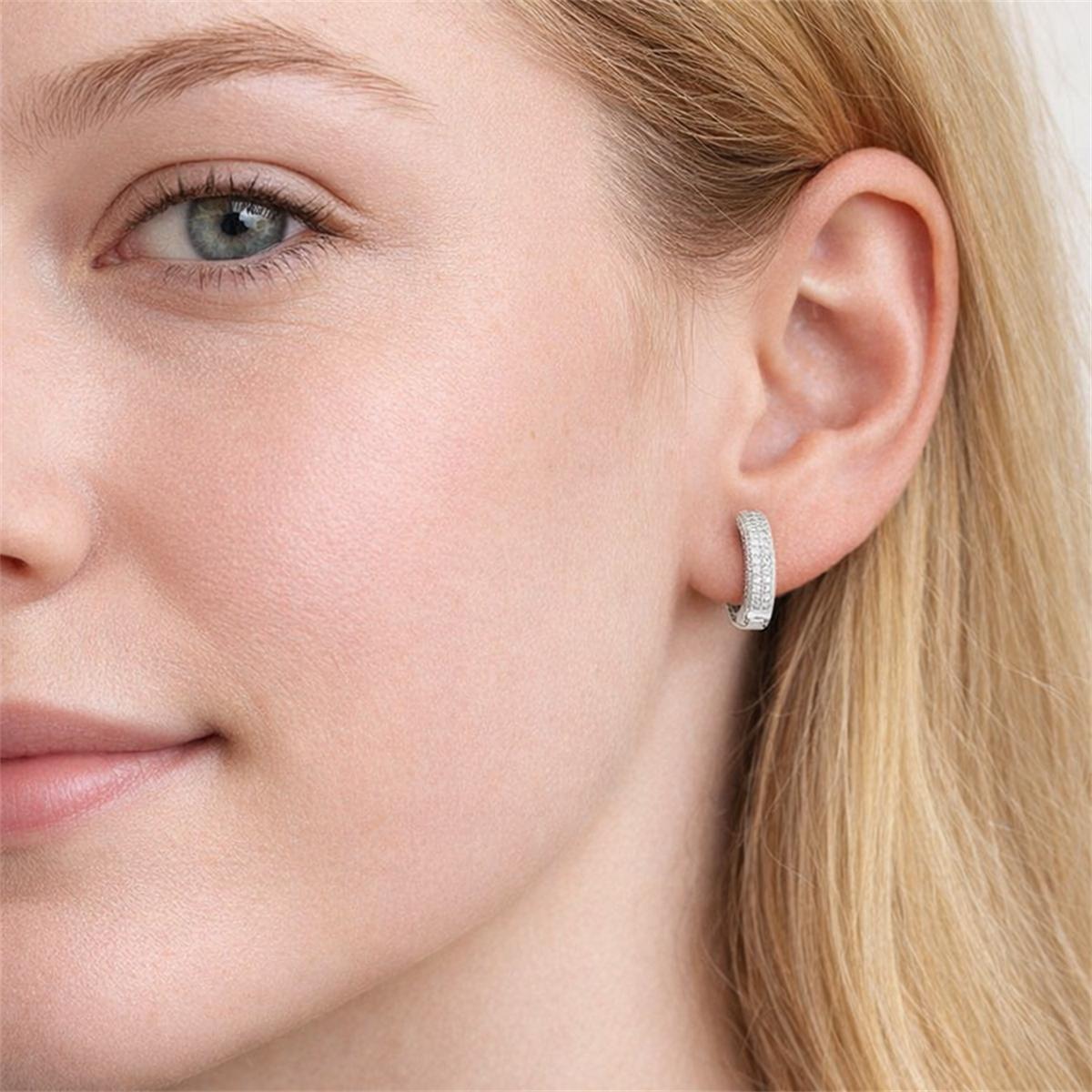 Starlight Pave Hoop Earrings 14K Gold-Plated/Silver-Plated Cubic Zirconia Jewelry Valentine’s Day Weddings Engagements Anniversaries Gift