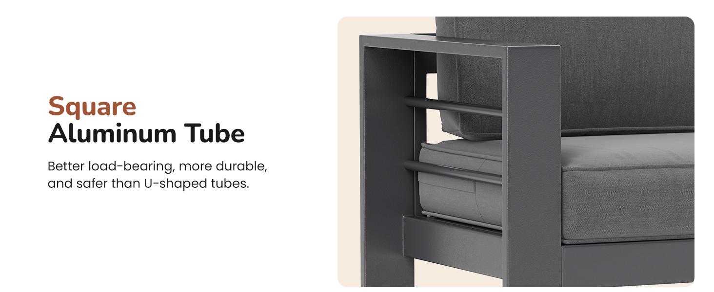 RoyalCraft 4/5 Pieces Outdoor Patio Furniture Set, Metal Patio Sectional Sofa Chair with Coffee Table, Outdoor Conversation Set with Water-Resistant Cushion for Porch, Backyard, Garden