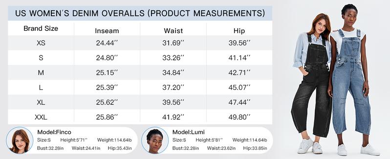 Danedvi Womens Denim Bib Overalls Barrel Leg Adjustable Strap Jean Pants Jumpsuits with Pockets