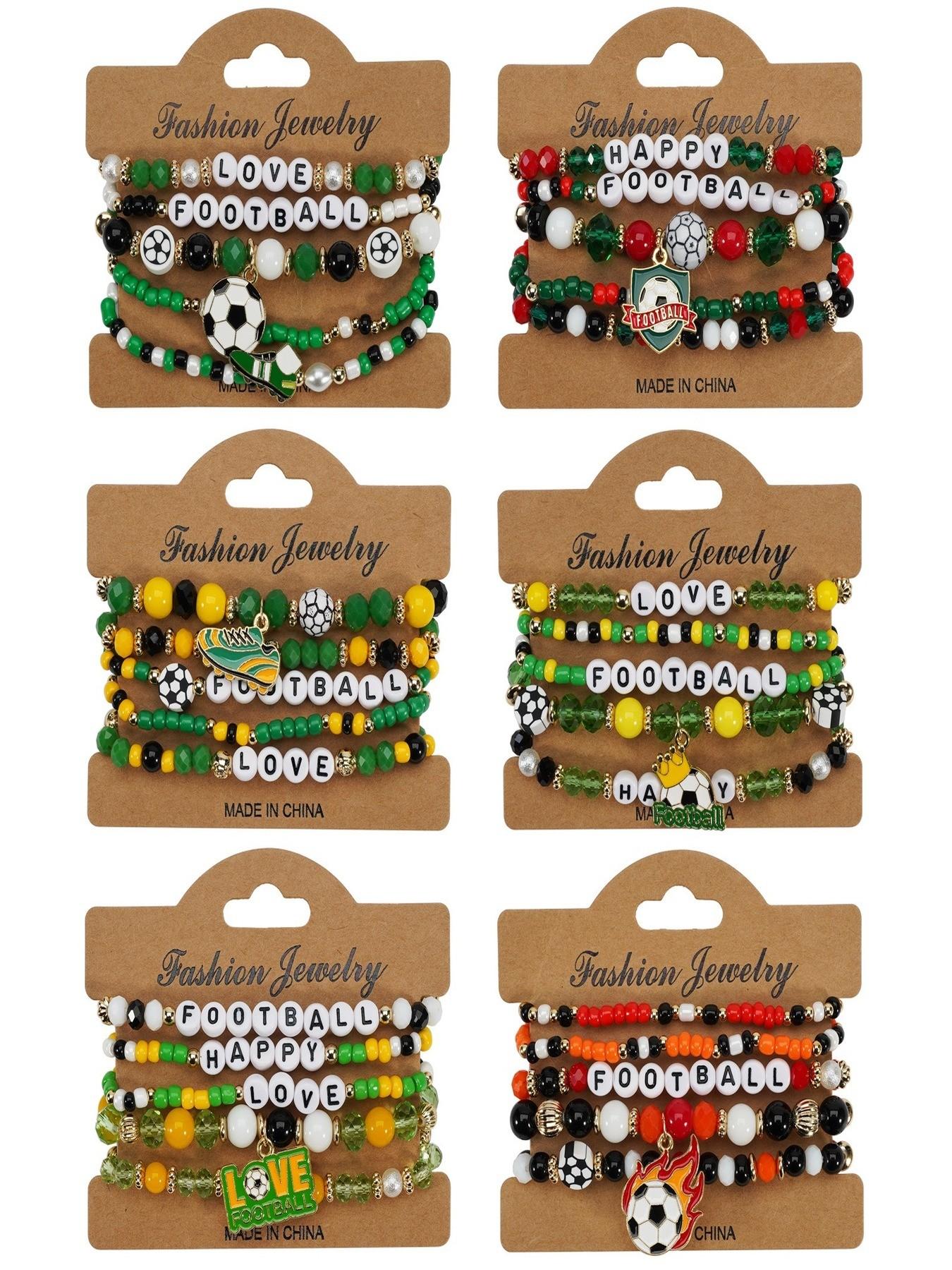 USA-Canada-Mexico World Cup Soccer Bracelet - Unisex Soccer Fan Bracelet with Soccer Shoe-Inspired Beads