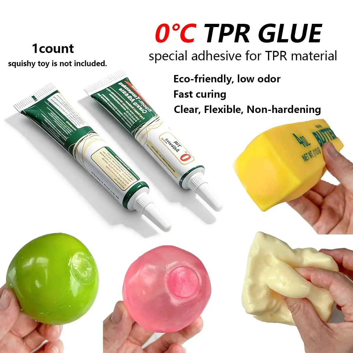 20ml 0℃ TPR Repair Glue, Clear Flexible Non‑Hardening Adhesive for Squishy Toys & Stress Balls, Fast‑Curing Waterproof Soft Gel Sealant, Syringe Tube Design, Toy Not Included, Keep Away From Children