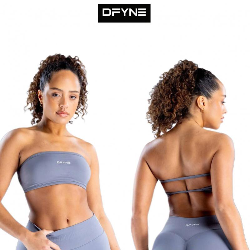 DFYNE Impact Bandeau Bra – Seamless Strapless Sports Bra for Women Yoga Workout Activewear Athletic Fitted