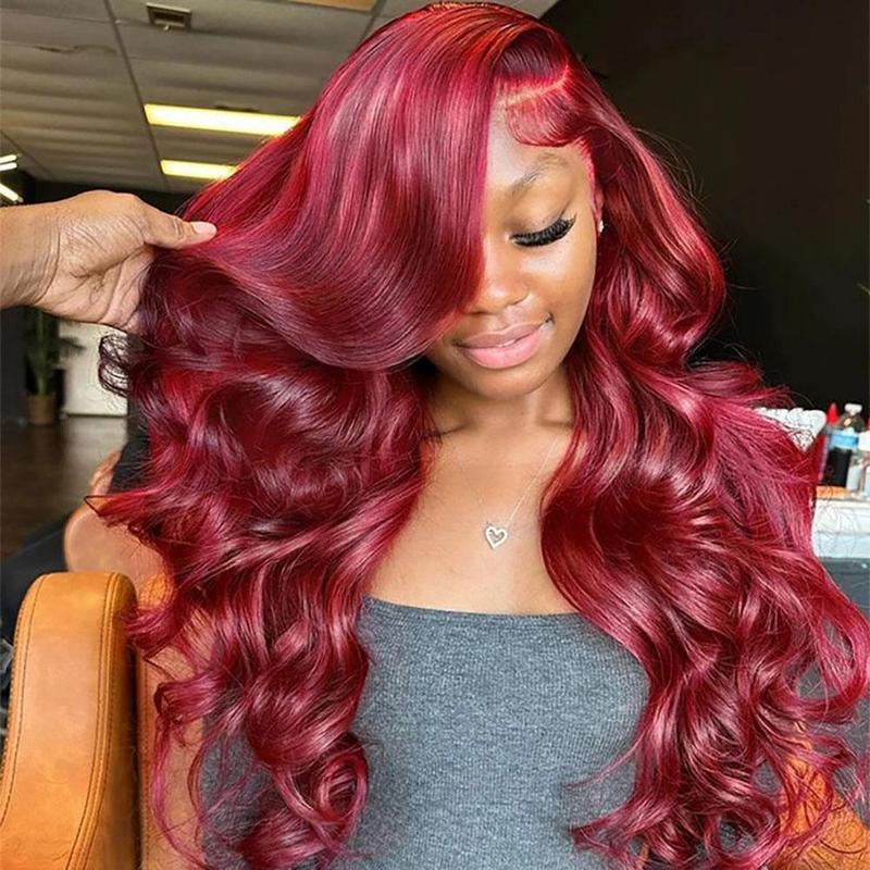 BABOSHOW 613 Blonde 13X6 Body Wave HD Transparent Lace Frontal Pre Plucked 99J Burgundy and Red Colored Human Hair Wigs P4/27 Highlight Lace Front wig For Women Can be Dyed & Restyle