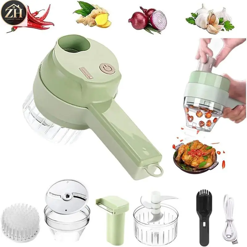 ZVHE 4 in 1 portable handheld vegetable cutting machine,Vegetable Cutter, multi-functional vegetable and fruit cutting and shredding machine,.