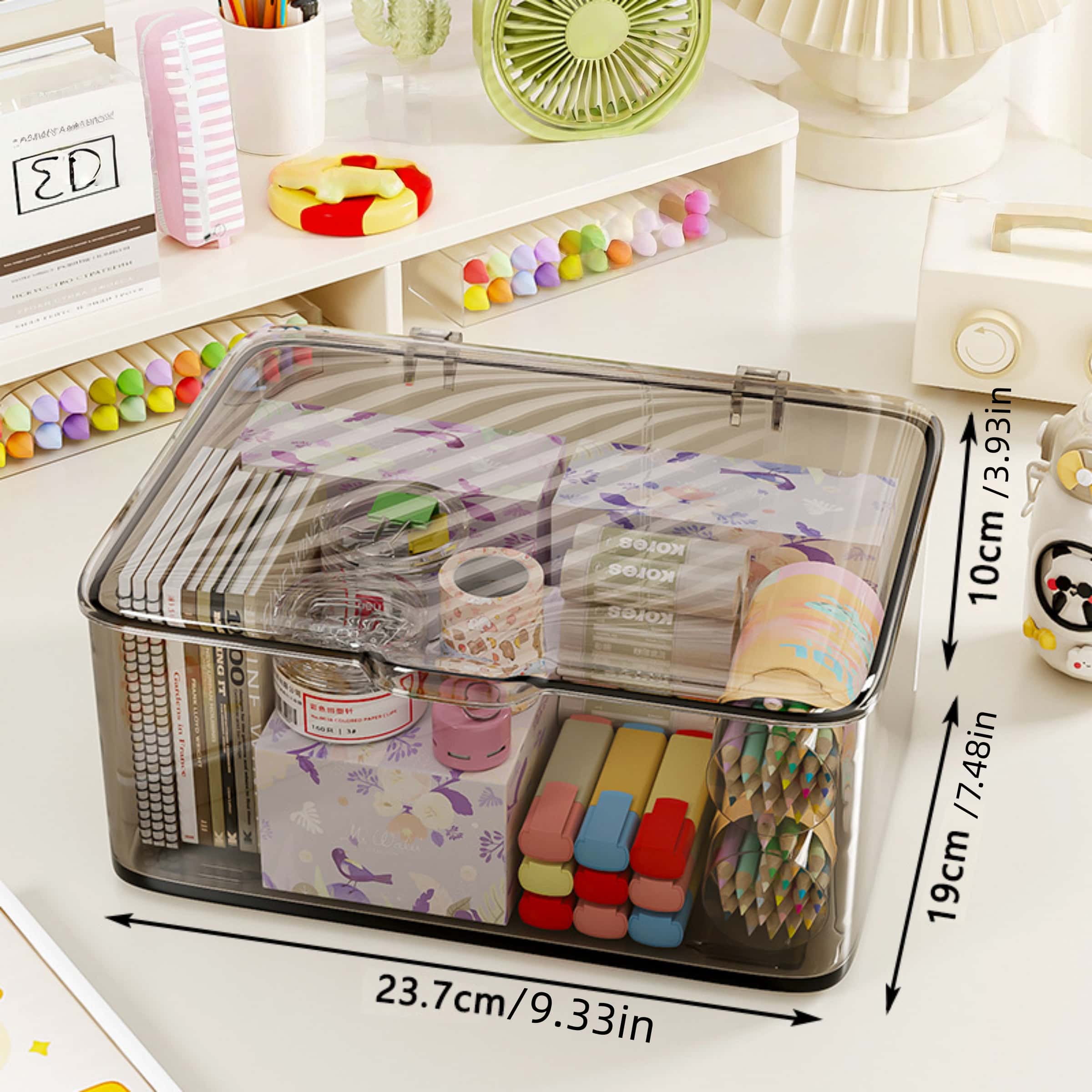 Two-Pack Transparent Plastic Storage Boxes with Lids, Stackable Food Storage Containers, Large Capacity for Kitchen, Fridge, Medicine Cabinet