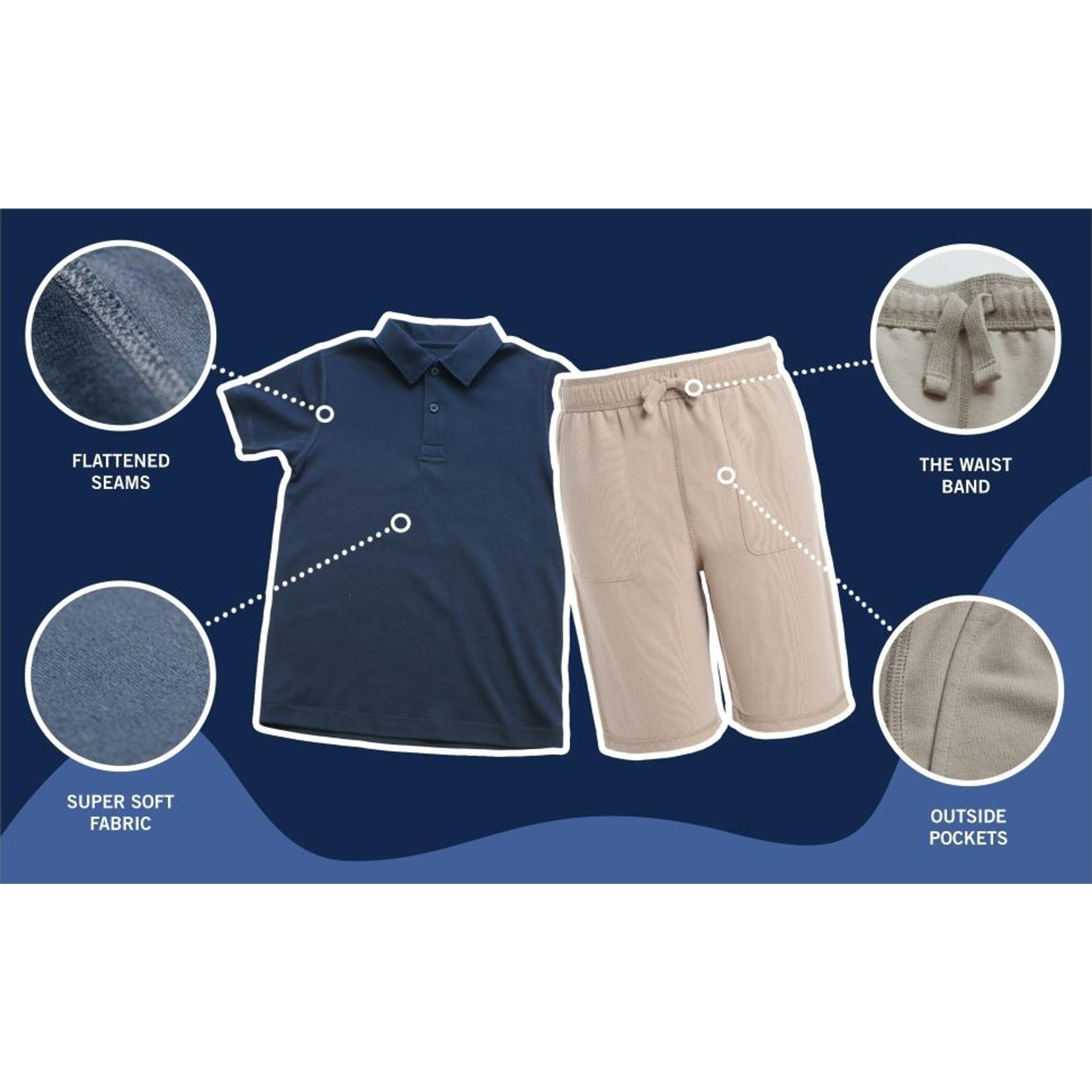Girls School Uniform Sensory-Friendly Pull-on Short,Soft Fabric with Elastic Waist&Drawstring, Tagless, Flattened SeamsGift