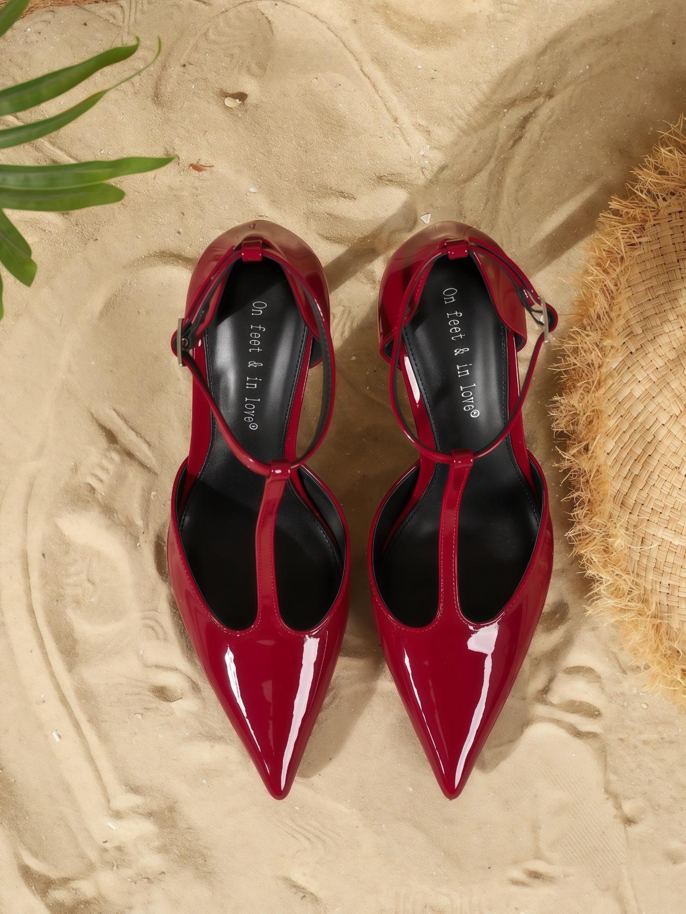 Women's Elegant Pointed Toe Low Heel PU Leather Shoes, Fashionable Hollow Out Design, All Season Comfortable Footwear