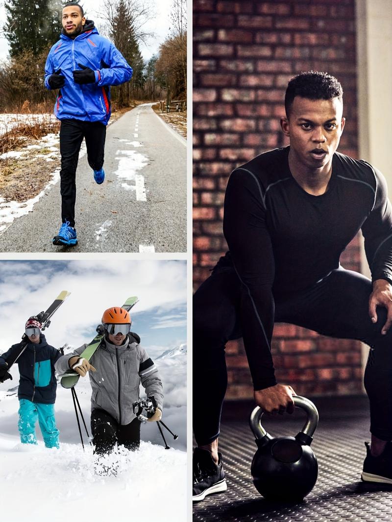 4-Pack Men’s Winter Thermal Compression Pants – Soft Fleece-Lined Warm Tights with High-Stretch Slim Fit, Ideal for Running, Gym Training, Hiking, Skiing & Cold-Weather Outdoor Sports