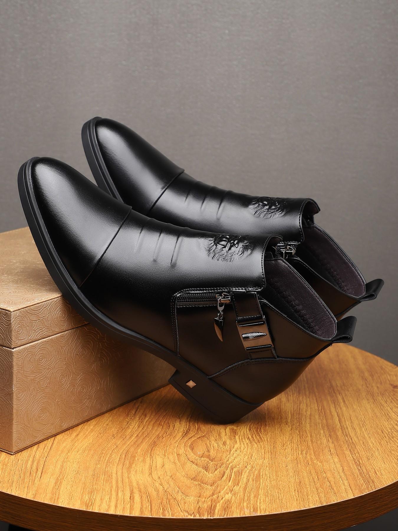 Men's Casual Boots Daily Wear, Rubber Sole PU Leather Upper, Comfortable and Stylish Footwear for Everyday Use