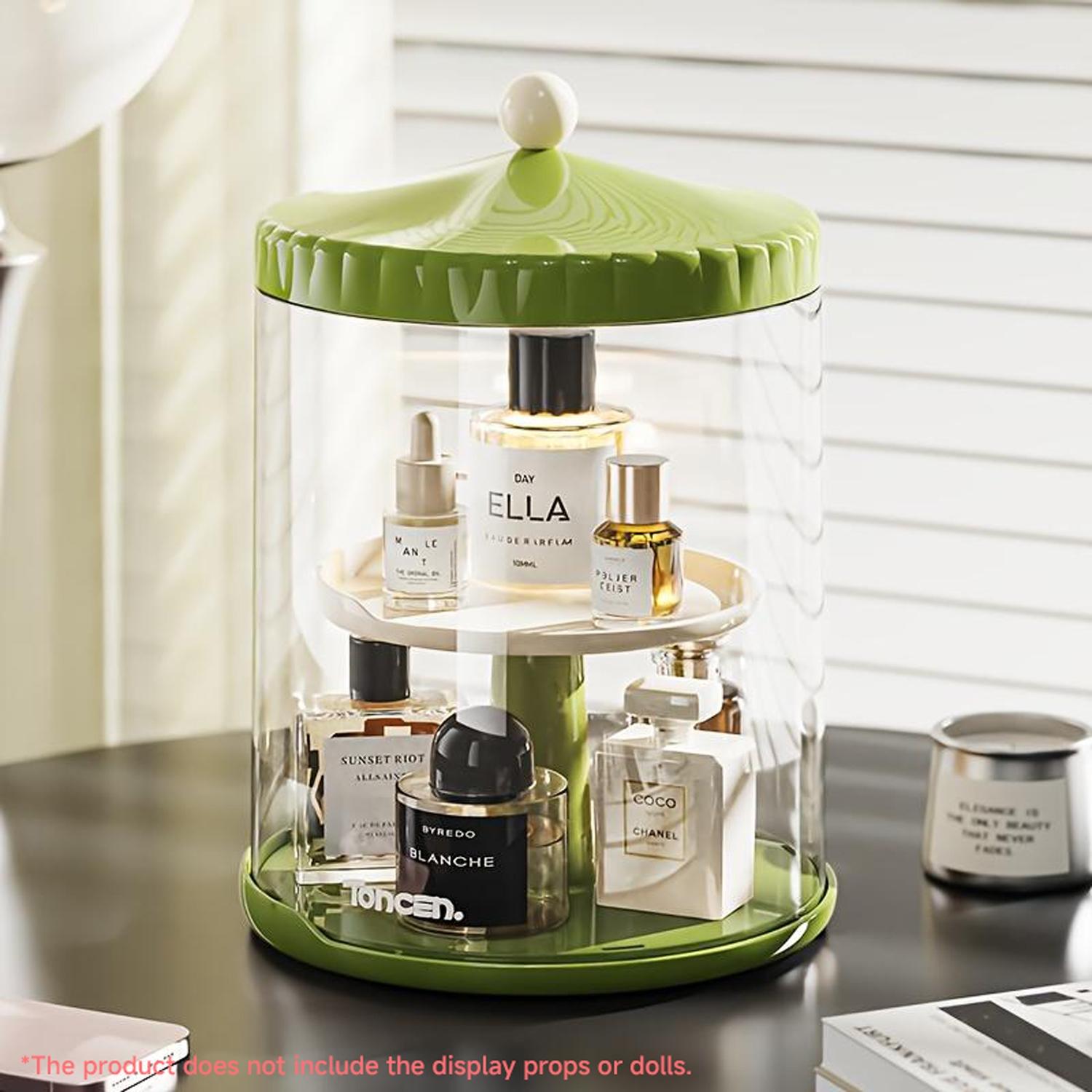Handheld Doll Display Case, 360-Degree Rotating Base, Stackable Collectible Figurines Storage Box, Watch Jewelry Showcase, Collectible Organizer