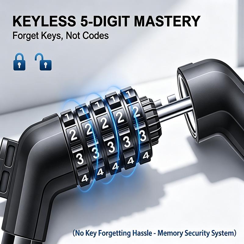 Bicycle Lock, 5-Digit Resettable Combination Cable Lock, with Mounting Bracket, Security Lock for Bikes, Scooters, E-Bikes, Motorcycles, Fences, Gates, Bicycle Accessories Bicycle Lock, 5-Digit Resettable Combination Cable Lock, with Mounting Bracket, Security Lock for Bikes, Scooters, E-Bikes, Motorcycles, Fences, Gates, Bicycle Accessories