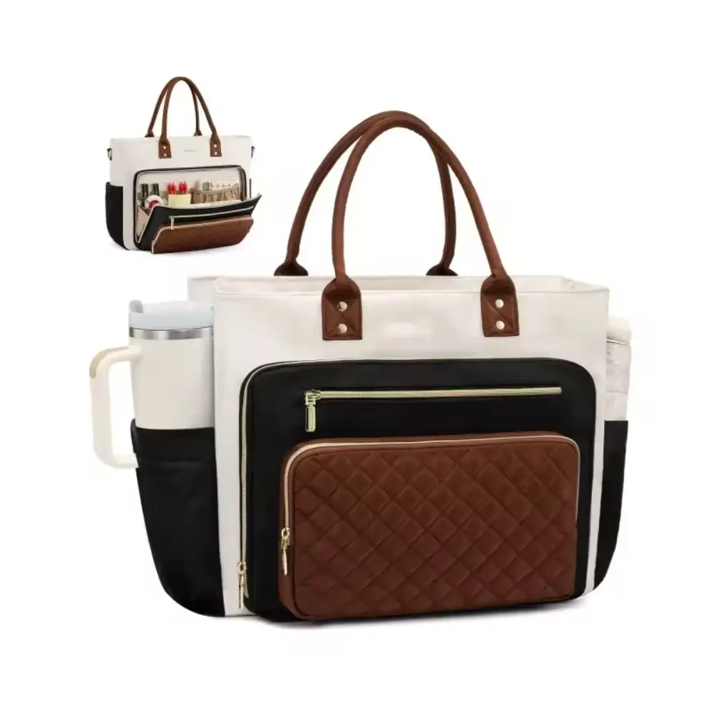 Teacher Tote Bag for Women, Laptop Bag With Large Cup Holder, Nurse Bags Computer Purses 15.6 Inch