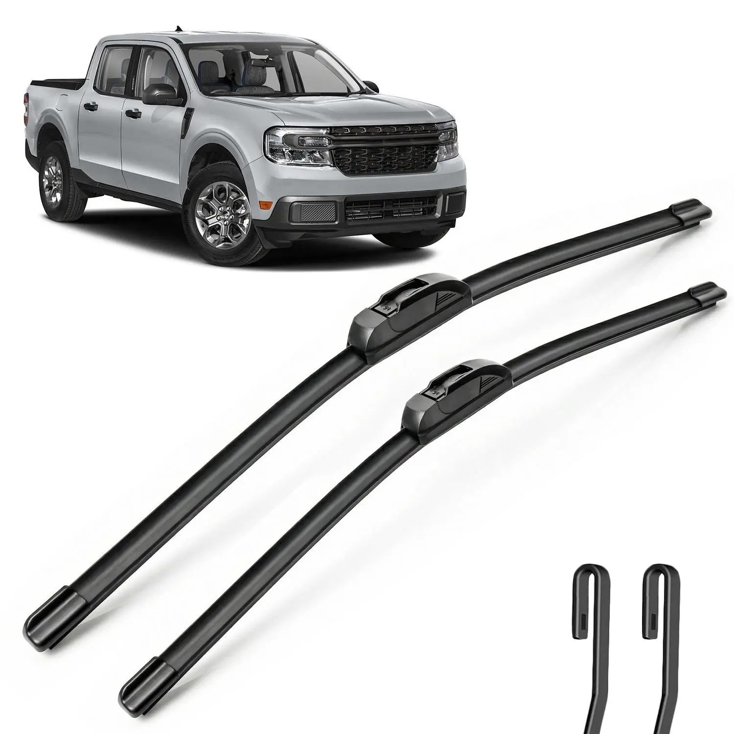 2 Packs Windshield Wiper Blades for Pinch Tab and J-Hook Arms, Quiet Smooth-Wiping Automotive Replacement Wipers
