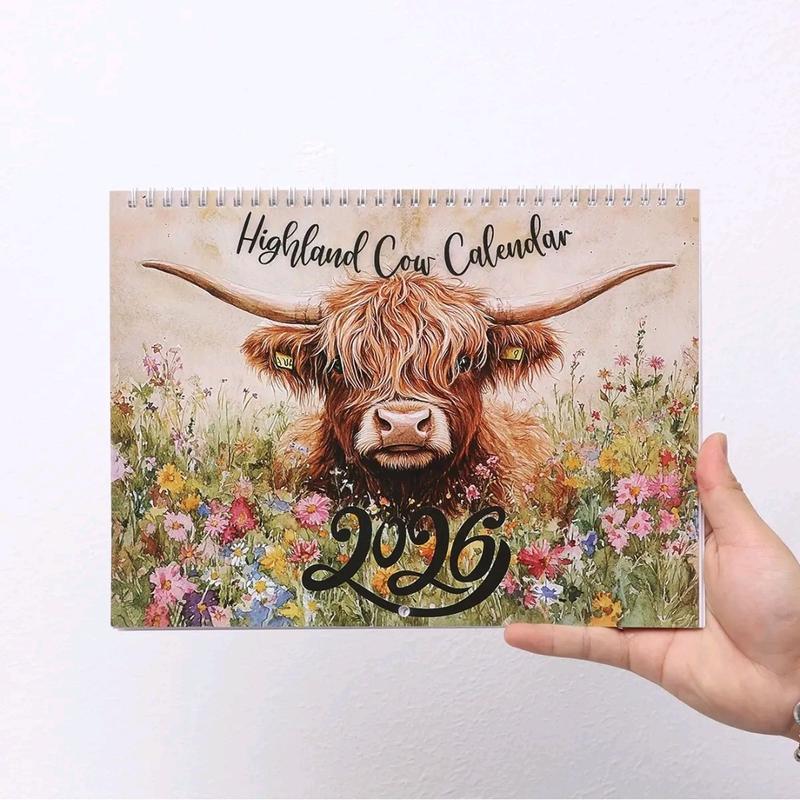 2026 Highland Cow Calendar, Desktop Calendar, Tear Off Calendar, Elegant Home Wall Art, Daily Schedule Planner, Perfect New Year Gift Idea