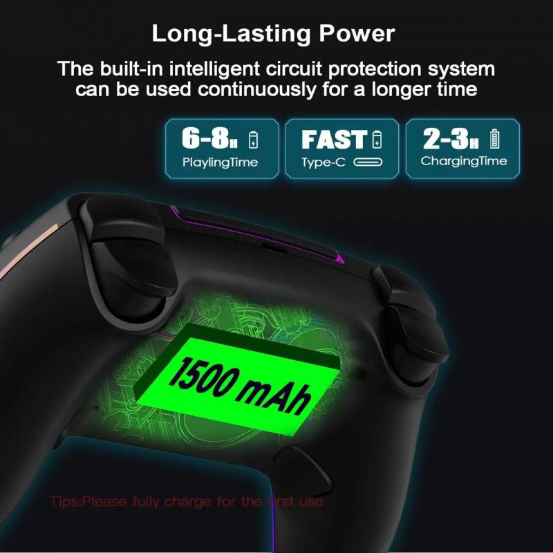 Wireless Hall PS5/PRO No Stick Drift Controller for PS5, PC, Mac, Steam Deck & Mobile - Bluetooth 5.0 Gamepad with Hall Effect Sticks, Touchpad, 6-Axis Gyro, Turbo,3.5mm Jack & Charging Cable