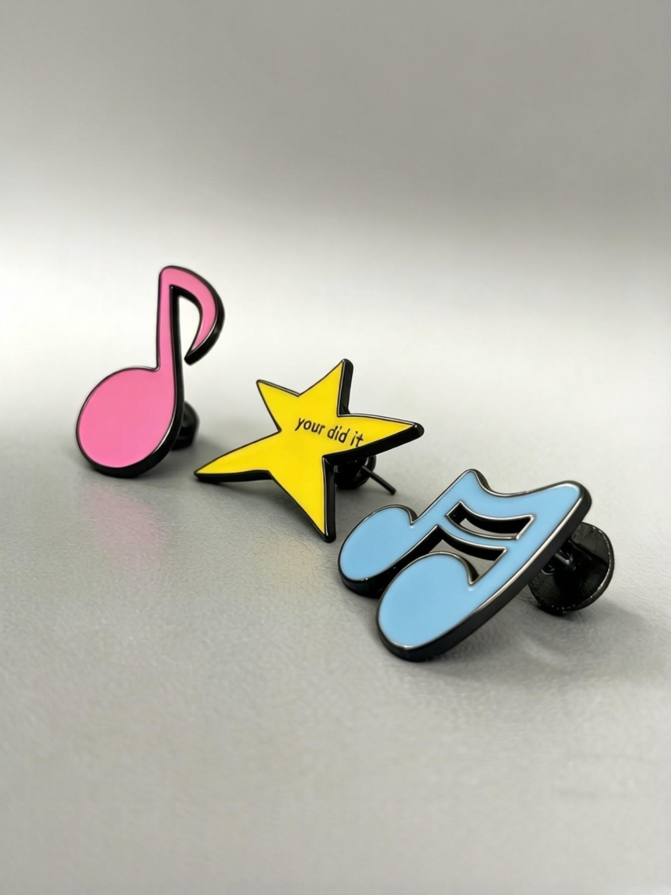 3-Pack Inspirational Enamel Pins, Alloy Lapel Pins, Japanese Style Badge, Mini Collar Pins, Versatile Fashion Accessories