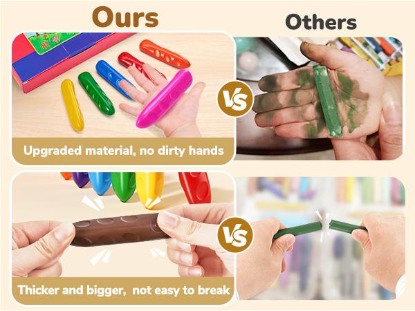 JoyCat 8/16/30 Pcs Jumbo Crayons for Kids, Art Supplies, Large, Safety, Non-Toxic, Fun, Washable, Colorful Crayons for Coloring Painting School Home