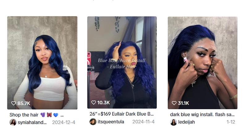 eullair Dark Blue Straight Wig 13x4 Glueless Wigs Pre Plucked Hd Lace Long Straight Dark Blue Wig For Women With Baby Hair