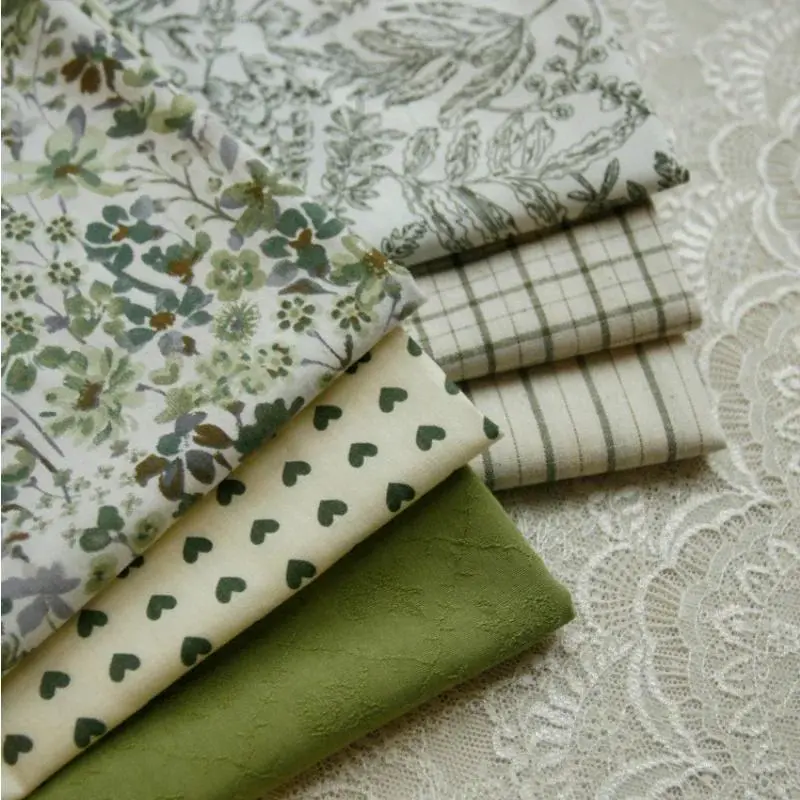 140x50cm Green Shadow Forest Countryside Floral Cotton Fabric Children's Skirts Sleepwear Clothing Fabric DIY for Sewing