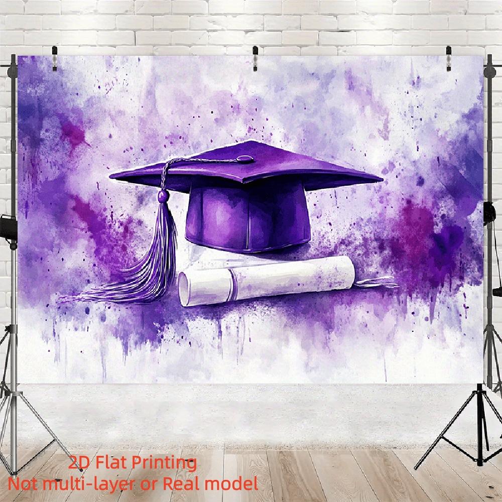 2D Flat Banner Reusable Graduation Banner, Polyester Fabric Background Decoration with Photo Props, Versatile for Home, Room, Wall & Party Decor