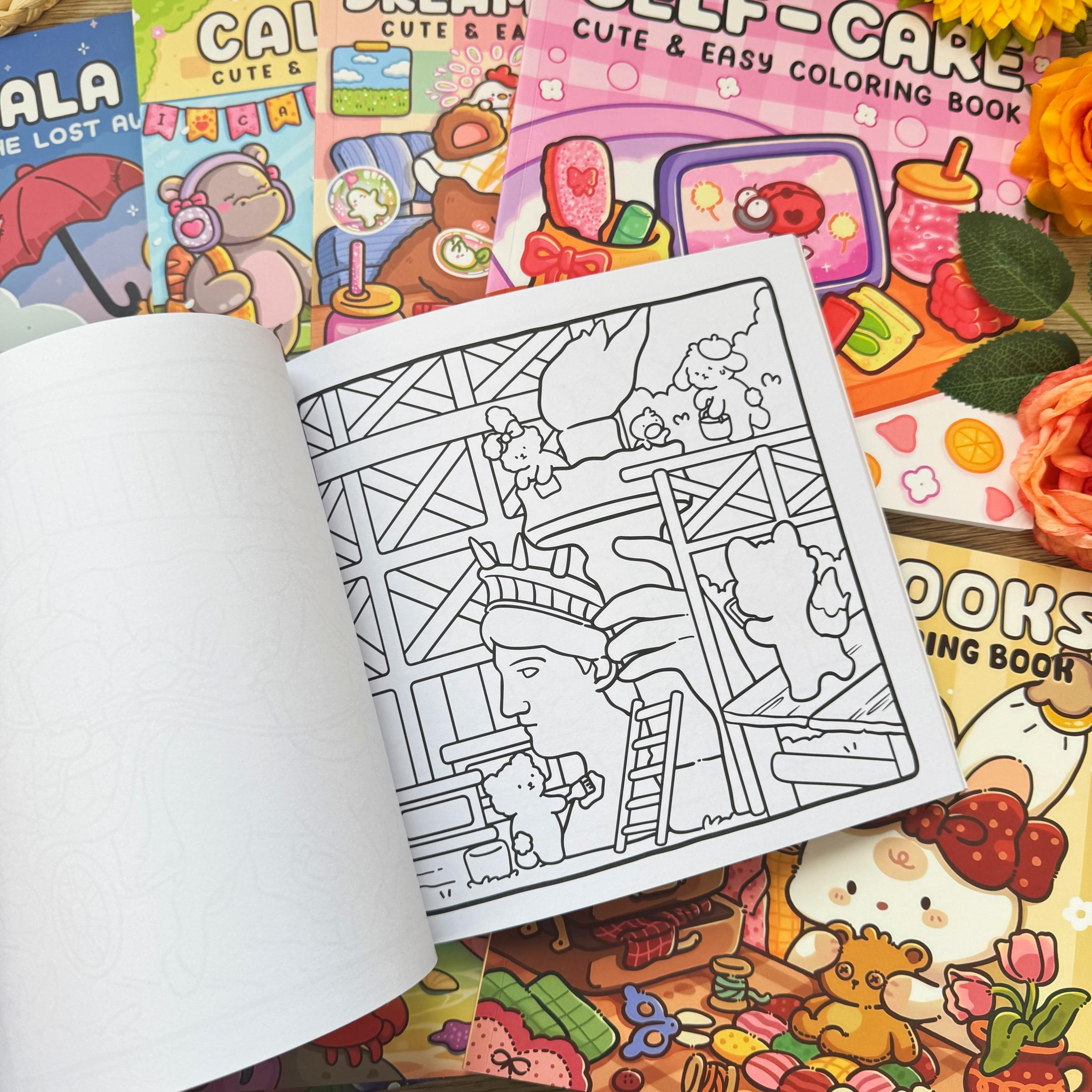 4/8 Pieces Cute Coloring Book Set,  Multi-Theme Designs, Enjoy Drawing Process, Stress Relief Art, Perfect Gift for Holidays & Daily Fun