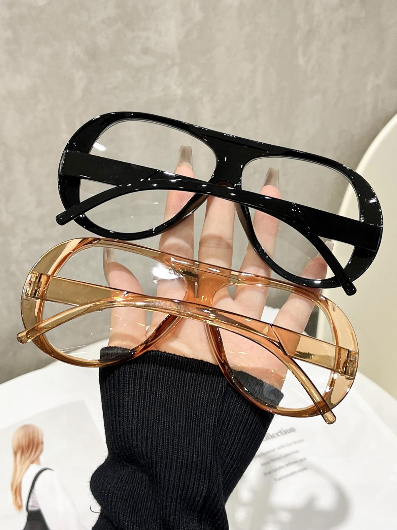 Elegant Large Size Women's Flat Mirror, Suitable for Daily Life and Office Use, 2 Pairs, Perfect for Everyday Beauty Routine, Fashionable Frames Glasses