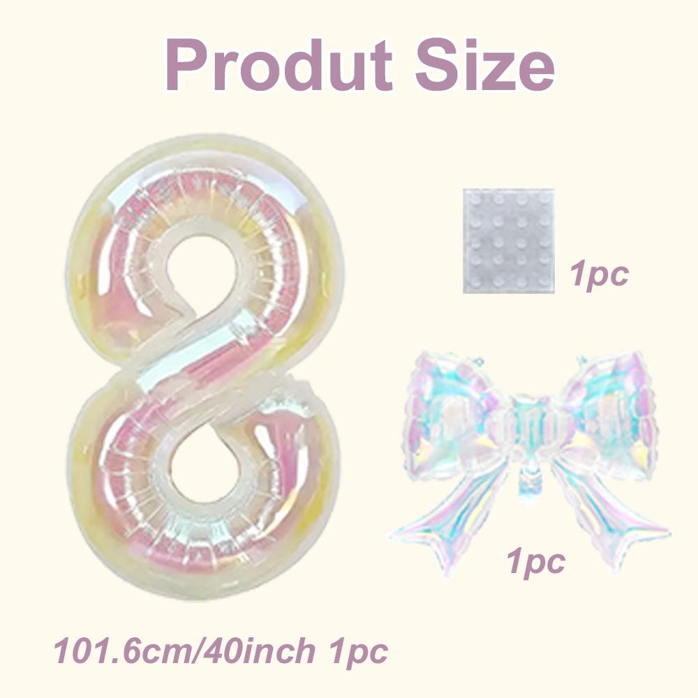2pcs Large 40 Inch Transparent Rainbow Number Balloons, Party Decor for Graduation, Wedding, Baby Shower, Anniversary, Birthday