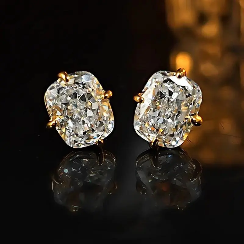 4-Prong Fashion Cubic Zirconia Stud Earring for Men Women – Sparkly Solitaire Pierced Earrings, Ear Studs Simple Inlay Versatile Trendy All Match Exquisite Jewelry Accessories Daily Wear Decor, Perfect Birthday Mother’s Day Christmas Gift Wedding Set