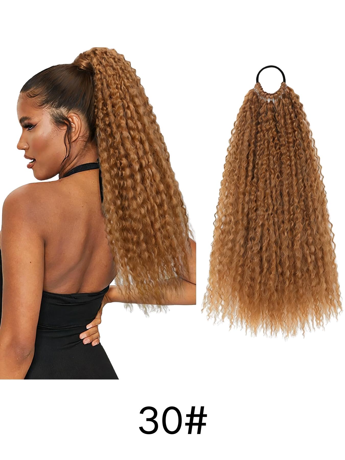 African Braided Hair Extension, Long Curly Corn Silk Ponytail, 12 Strand Screw Roll Messy Dreadlocks, Suitable for Daily Wear