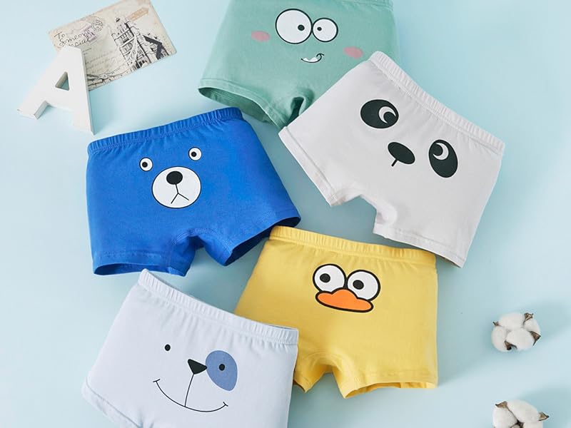 Toddler Boys' Boxer Briefs, 5-Pack Soft Cotton Tagless Underwear, Comfortable Stretch Briefs for Kids Ages 3-24