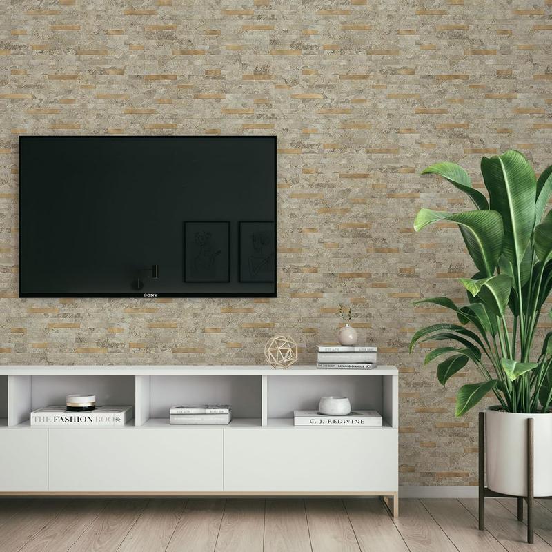 STICKGOO 10PCS Peel and Stick Backsplash, Stick on Backsplash for Kitchen/Bathroom, PVC Mixed Metal Gold Self Adhesive Wall Tiles Decorative Wallpaper