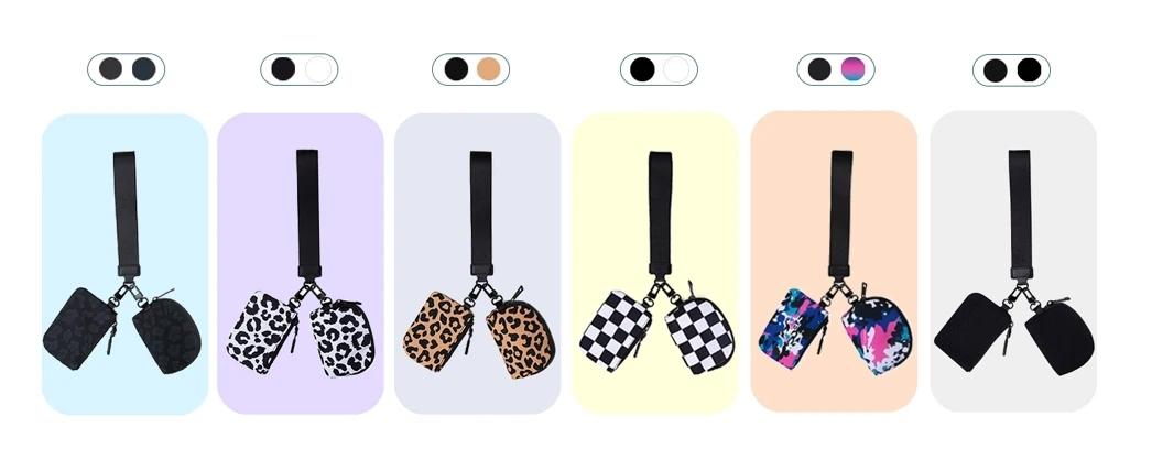 Women's Mini Zipper Wristlet Wallet, Sporty Nylon Material, All-Season Use, Dual Pocket Design, Portable Key Chain Coin Pouch