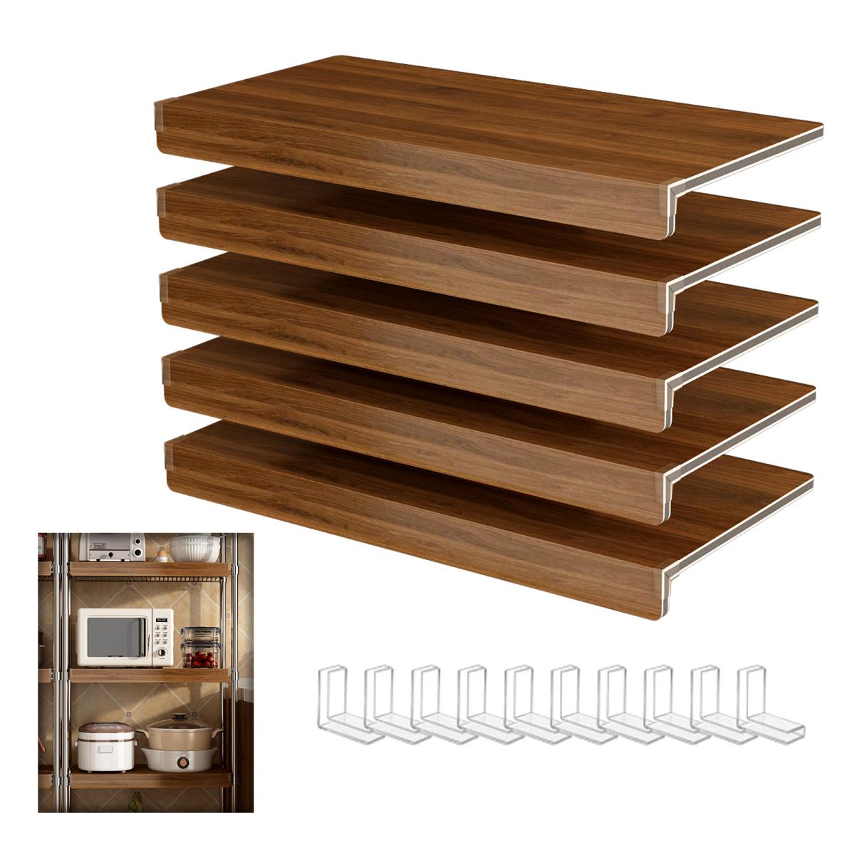 (24 INCH) 5 Pcs Wire Shelf Covers, Foamed PVC Wire Rack Covers for Removable Closet (Not Wood), Pantry Shelves for Cabinet Bathroom Kitchen Shelving Decoration ( WALNUT Color )
