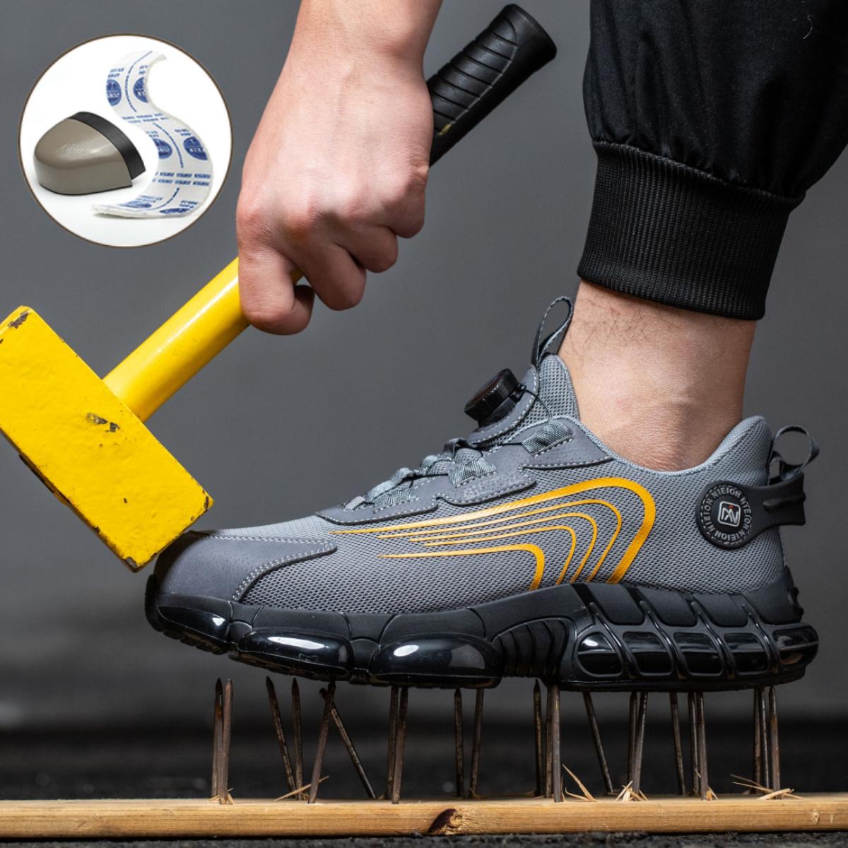 Safety Shoes Work Shoes Steel Toe Caps Anti Smash And Anti Puncture Breathable Mesh Surface Air Cushioned Sole for Comfortable Wear Resistance Rotating Button Design Men's Safety Shoes Women's Safety Shoes Construction Site Work Shoes