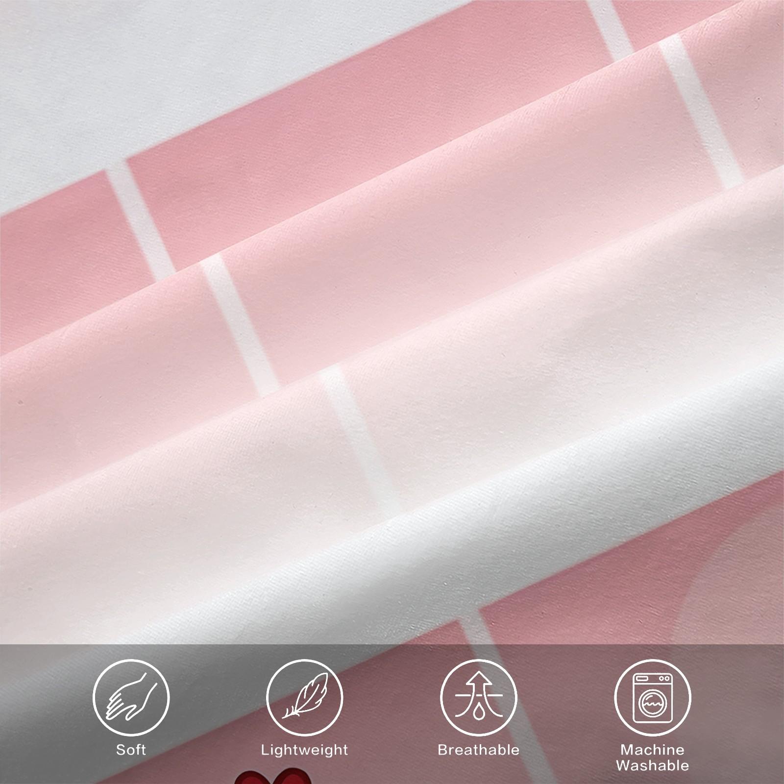 Valentine'S Day Themed Sweet Pink Gradient Plaid Pattern Bedding Set, 3-Piece Set With Red Polka Dot Heart-shaped Print Fitted Sheet Set, Perfect for A Romantic Girl'S Bedroom Decor. Includes 1 Fitted Sheet and 2 Pillowcases.